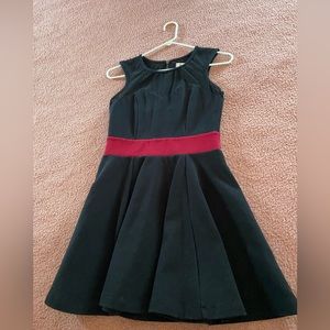 OlsenBoye Black Cupcake Style Sleeveless Dress with Red Middle Stripe